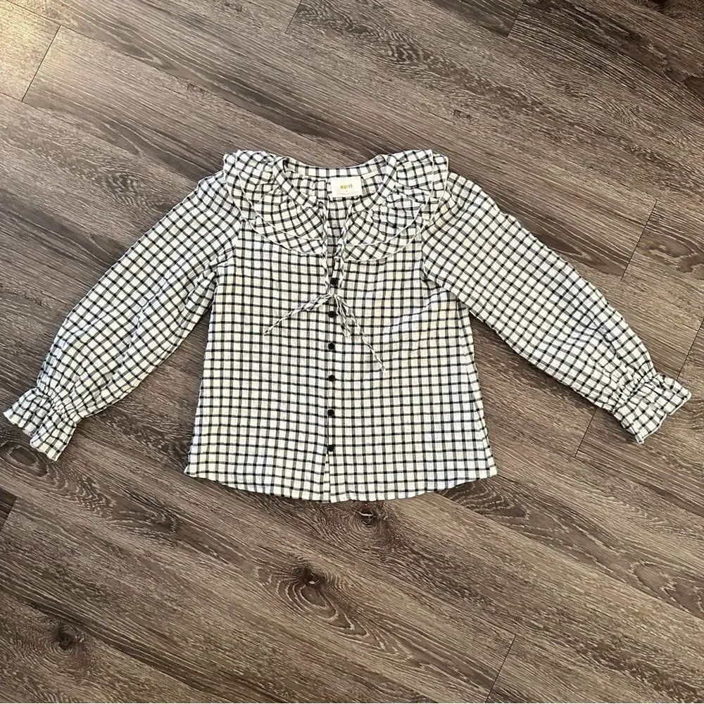 Maeve Plaid Ruffled Button Down